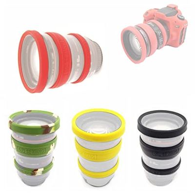 Lens Front Ring + Focus Ring + Zoom Ring Rubber Band Protector for DSLR Camera Silicon Case Anti-Slip 58 77mm Wristband Bracelet (Caliber : 77mm, Color : Red)