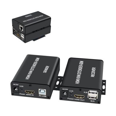 Zunate 2PCS USB HDMI KVM Extender, 1080P Ethernet Cable- Extension Up to 120m,Cat6 to HDMI Receiver, USB Keyboard Mouse Support(#3)