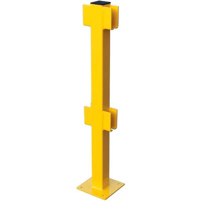 Global Industrial Steel Lift-Out Guard Rail in-Line Post, Double-Rail, 42"H, Yellow