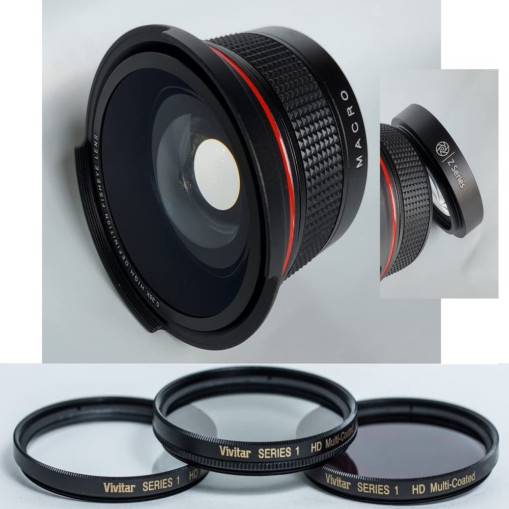 Elite Series HD Fisheye Lens and 3-Pc Filter Set for Canon EOS M200 (49mm Compatible)