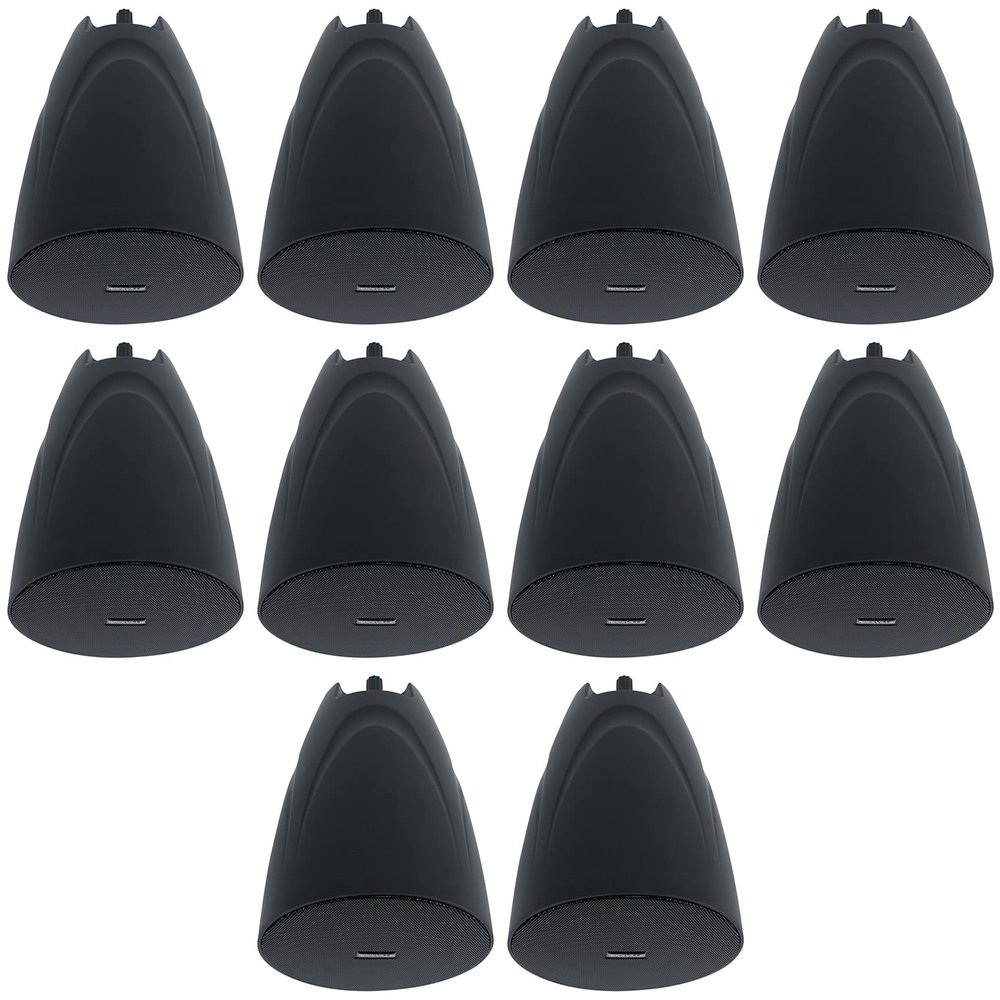 Rockville PEN-525T 5.25" Hanging Pendant Speaker, Built-in 100V/70V Transformer, Selectable 20/10/5/2.5-Watt Taps, Detachable Euroblock Terminals, Black, 10-Piece