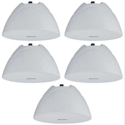 Rockville PEN-525T 5.25" 70V Hanging Pendant Speaker, White, 71Hz-20kHz, Polypropylene Woofer, PEI Dome Tweeter, for Restaurants and Retail, 5-Piece