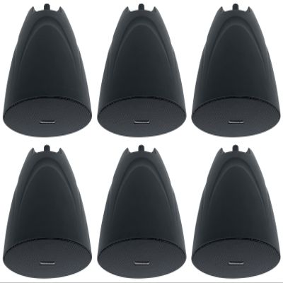 Rockville PEN-525T 5.25" 70V/100V Hanging Pendant Speaker, 35W (8 Ohm RMS), Multiple Wattage Taps, Black, for Restaurants and Commercial Spaces, 6-Piece