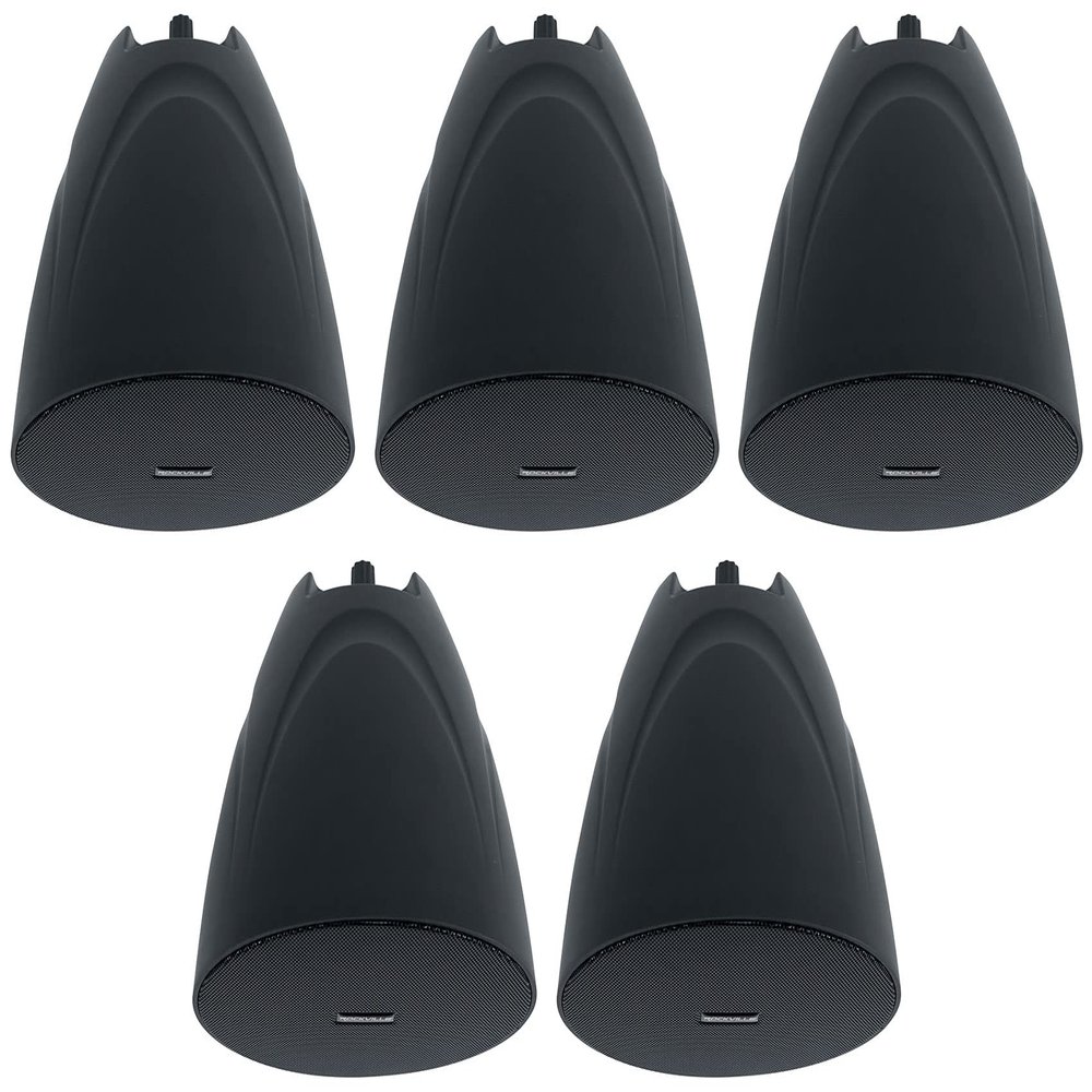 Rockville PEN-525T 5.25" 70V/100V Hanging Pendant Speaker, 35W (8 Ohm RMS), Multiple Wattage Taps, Black, for Restaurants and Commercial Spaces, 5-Piece