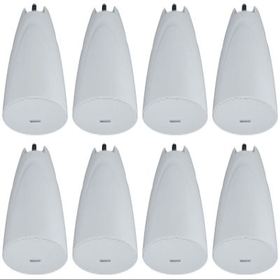 Rockville PEN-525T 5.25" 70V Hanging Pendant Speaker, 35W RMS, Detachable Euro-Block Terminals, White, 8-Piece