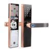 Electric Smart Door Lock Fingerprint Cards Password Key Lock with Touchscreen Keypad Entry Smart Lock Safety Exterior DUO ER (Color : Red) view 4