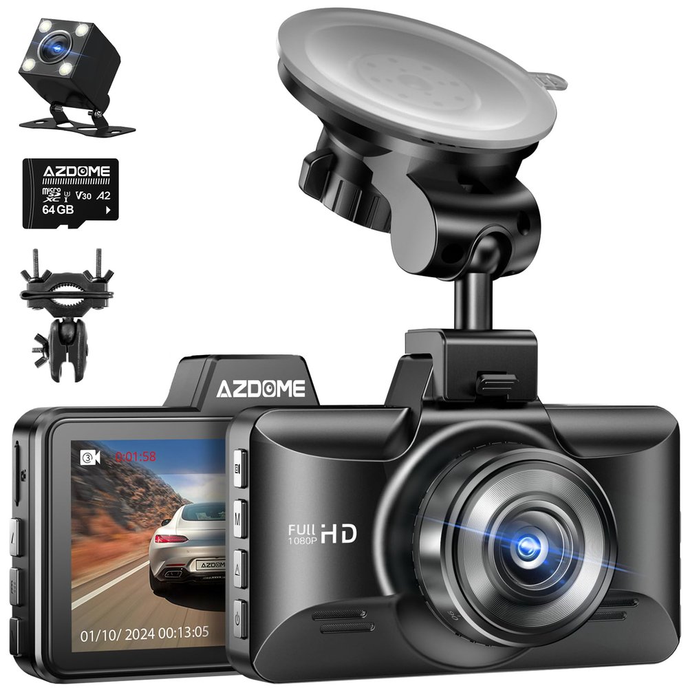 AZDOME M01 Pro Dual Dash Cam and Mirror Mount Holder