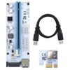 ezqnirk 1pcs PCI-E Riser 009s/010 Plus Card PCIE PCI E Extender USB 3.0 SATA to 4Pin Molex Adapter Cable Mining Riser Suitable for Video Card,3in1 Riser 008S Blue view 1