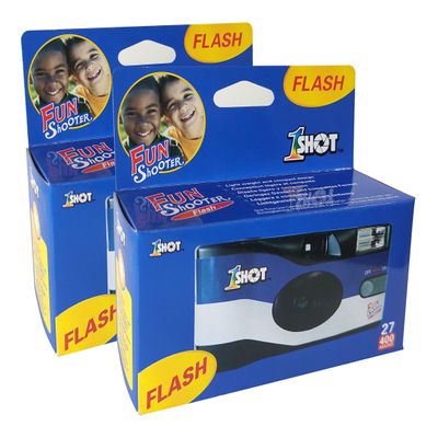 1 Shot Disposable Camera  35mm One-Time-Use Camera  Single Use Camera with Flash  ASA/ISO 400 Color Film  27 Exposures  Film Camera Disposable for Party, Wedding, Travel  2-Pack