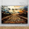 10x8FT Old Train Track Backdrop Vintage Railway Station Photography Background for Photoshoot Nature Scenery Sunset Photography Background view 2