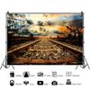 10x8FT Old Train Track Backdrop Vintage Railway Station Photography Background for Photoshoot Nature Scenery Sunset Photography Background view 3