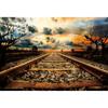 10x8FT Old Train Track Backdrop Vintage Railway Station Photography Background for Photoshoot Nature Scenery Sunset Photography Background view 4