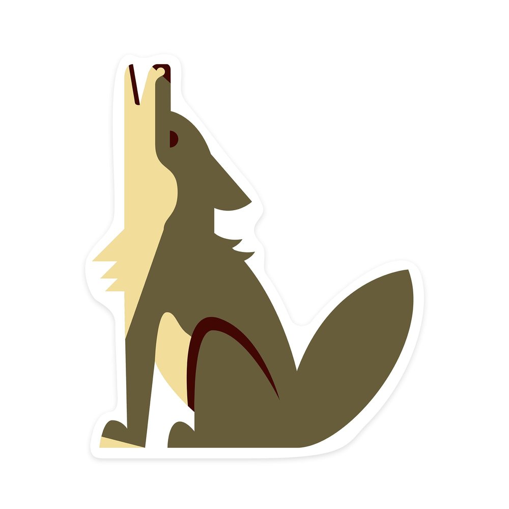 Lantern Press Sticker Coyote Geometric Die Cut Vinyl, (Waterproof Decal for Cars, Water Bottles, Laptops, Coolers), Small