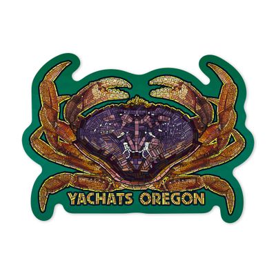 Die Cut Sticker Yachats, Oregon, Dungeness Crab Mosaic- Vinyl Sticker, (Waterproof Decal for Cars, Water Bottles, Laptops, Coolers), Large