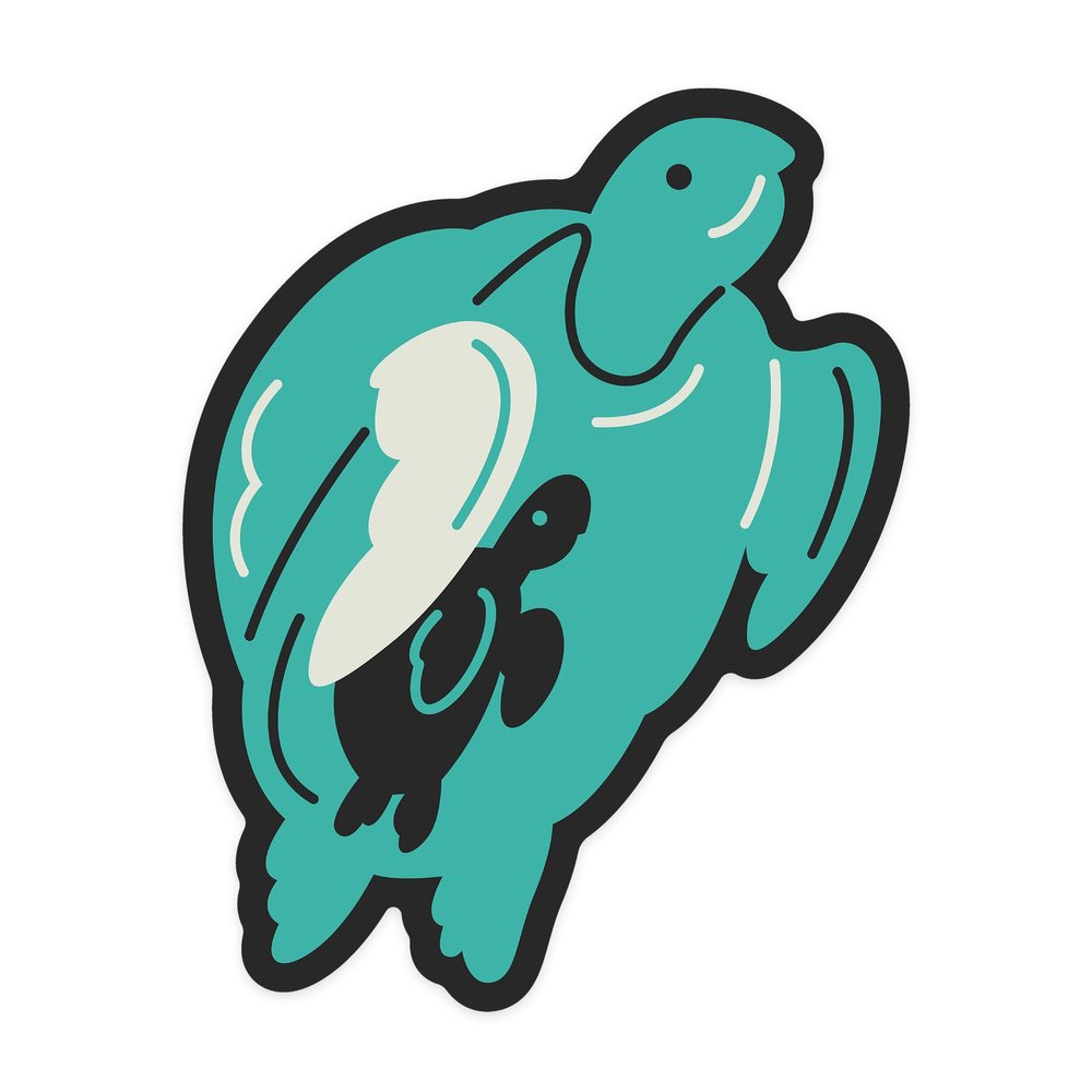 Die Cut Sticker Sea Turtle, Animal Families Collection, Vinyl Sticker, (Waterproof Decal for Cars, Water Bottles, Laptops, Coolers), Large