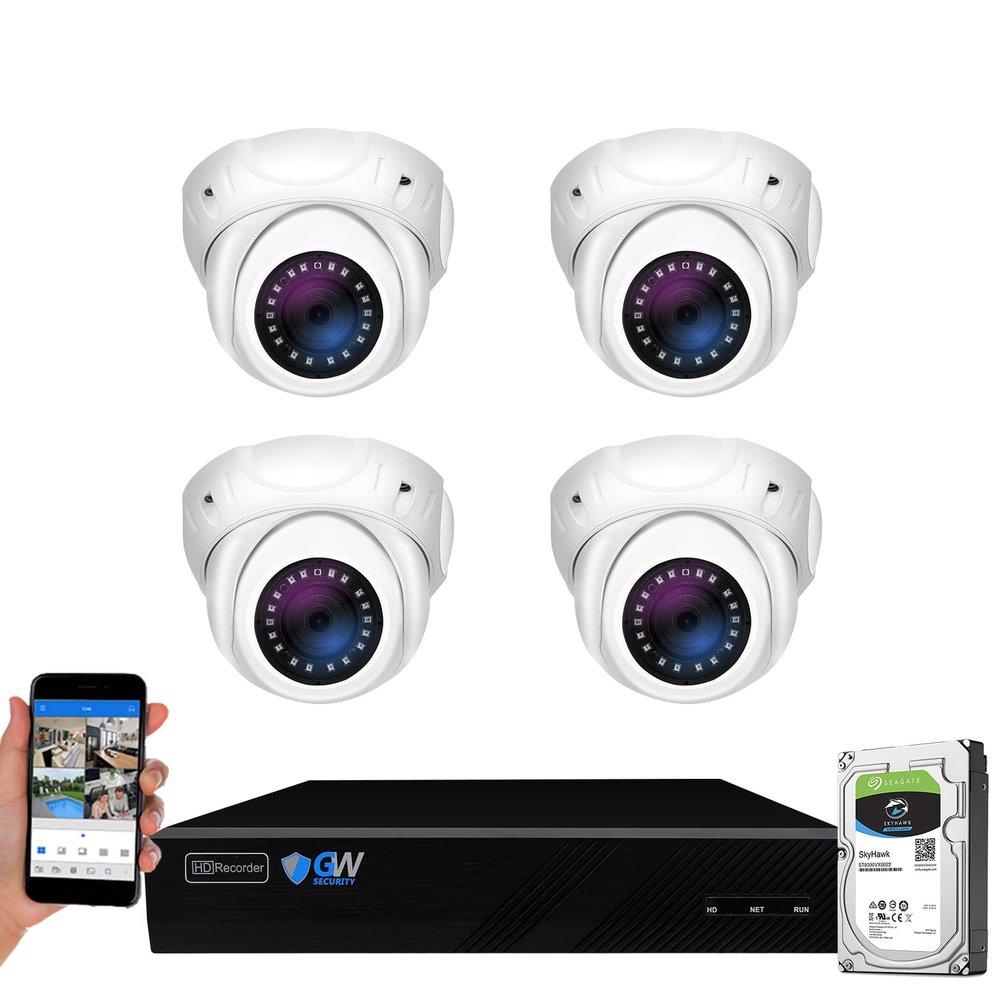 GW Security 8 Channel 4K NVR 8MP Smart AI Face Recognition Surveillance Security Camera System with 4 Super HD 8MP IP PoE Microphone Dome Security Cameras, Human & Vehicle Detection