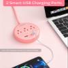10FT and 15 FT Long Extension Cord Power Strip with USB Bundle, NTONPOWER Pink Charging Station with 3 Outlets and 2 USB, Travel Power Strip Flat Plug, Wall Mount for Home Office Dorm Room Cruise Ship view 4