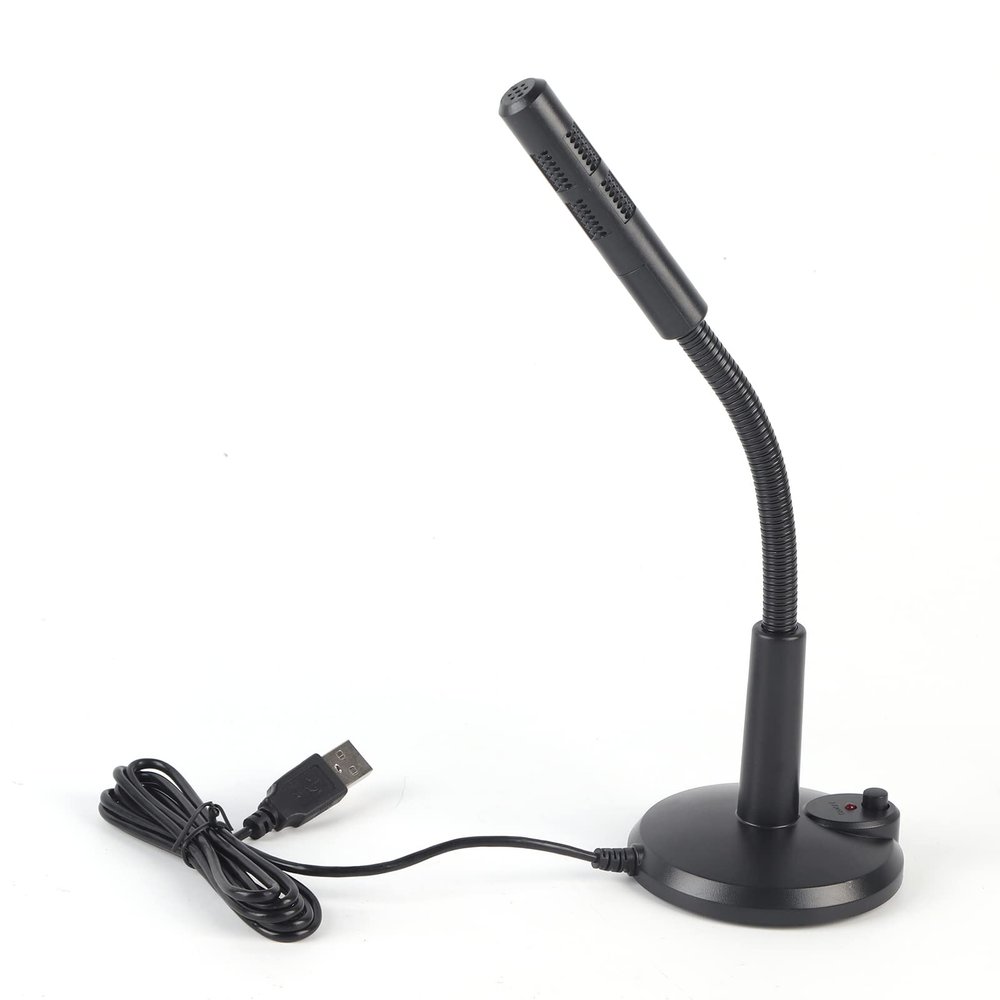 USB Computer Microphone, Plug &Play Desktop Omnidirectional Condenser PC Laptop Mic, Mute Mini Gooseneck Microphone for Gaming Singing Streaming Recording