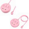 10FT and 5 FT Long Extension Cord Power Strip with USB Bundle, NTONPOWER Pink Charging Station with 3 Outlets and 2 USB, Travel Power Strip Flat Plug, Wall Mount for Home Office Dorm Room Cruise Ship view 1