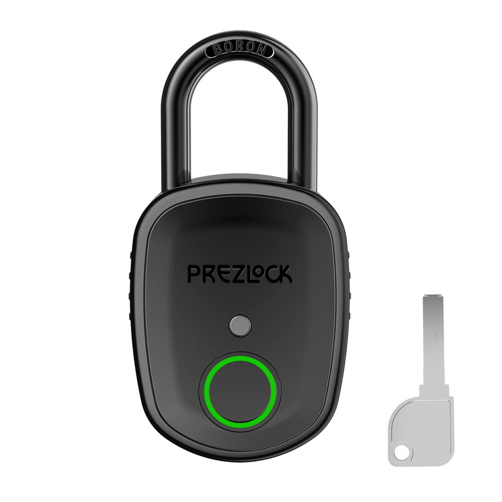 Prezlock Fingerprint Padlock with Key Backup, 2keys, Smart Padlock with Keyless Biometric, Suitable for Outdoor and Heavy Duty, IP65 Waterproof.