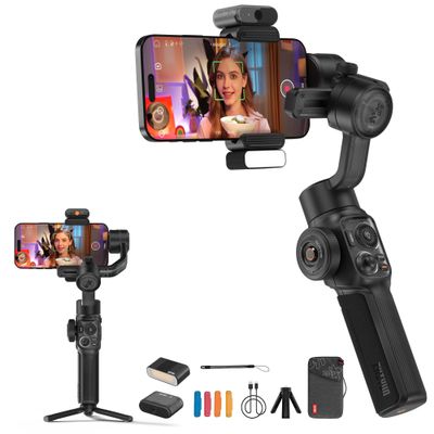 ZHIYUN Smooth 5S AI PRO Gimbal 3-Axis Handheld Stabilizer All in One Design for Mirrorless Cameras with Sony A6600,A6100,Fujifilm,Canon M50,M5,for Gopro Hero10/9/8/7, iPhone 13/12 Max