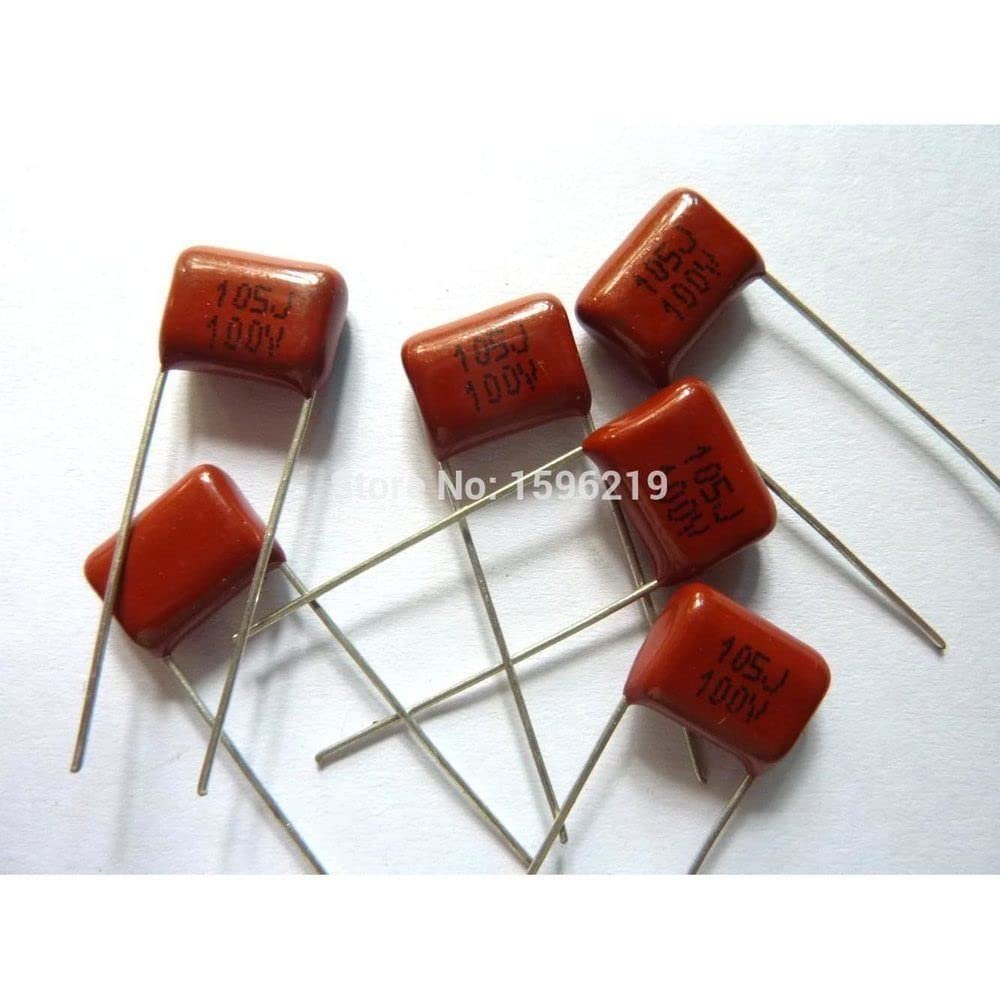 100pcs CBB Capacitor 105 100V 105J 1uF 1000nF P10 CL21 Metallized Polypropylene Film Capacitor