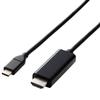 Elecom CAC-CHDMI30BK USB-C to HDMI Converter Cable (USB C to HDMI), 9.8 ft (3.0 m), Black view 1
