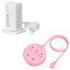 Surge Protector Power Strip Tower and Pink Flat Plug Power Strip Bundle, 10FT Long Extension Cord, 8 Outlets 5 USB and 3 Outlets 2 USB Desktop Charging Station, Individual Switches, for Home Office view 1