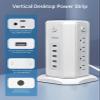 Surge Protector Power Strip Tower and Pink Flat Plug Power Strip Bundle, 10FT Long Extension Cord, 8 Outlets 5 USB and 3 Outlets 2 USB Desktop Charging Station, Individual Switches, for Home Office view 2