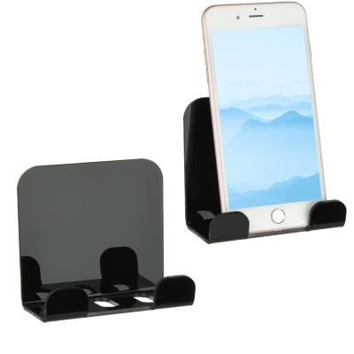 Cosmos 2 Pcs Wall Mount Phone Holder, Smartphone Charging Stand Wall Rack, Bedside Organizer Storage Bracket Compatible with Most Phones and Mini Tablets for Home Office Bedroom Living Room, Black