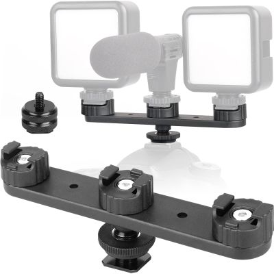 ChromLives Triple Cold Shoe Extension Mount Hot Shoe Base Adapter Extension Bar Bracket with 1/4 Screw for Tripod/Microphone/LED Light Compatible with Canon Sony Cameras