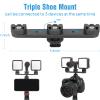 ChromLives Triple Cold Shoe Extension Mount Hot Shoe Base Adapter Extension Bar Bracket with 1/4 Screw for Tripod/Microphone/LED Light Compatible with Canon Sony Cameras view 2