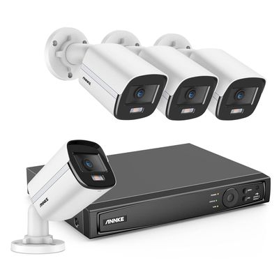 ANNKE NCK400 8CH 4MP Home Security Camera System with Full Color Night Vision, 4pcs Wired 4MP Outdoor PoE IP Cameras, 4K H.265+ NVR for 24-7 Recording, IP67 Weatherproof & 120dB WDR(NO HDD)