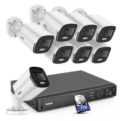 ANNKE NCK400 4MP PoE Security Camera System with Ture Color Night Vision, H.265+ 4K 8 Channel NVR Recorder & 8X 4MP Outdoor Indoor PoE IP Cameras with 120dB WDR & 3D DNR, IP67(3TB HDD Included)