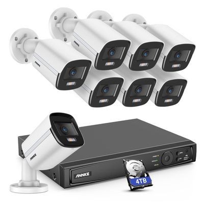 ANNKE NCK400 4MP PoE Security Camera System with Ture Color Night Vision, H.265+ 4K 8 Channel NVR Recorder & 8X 4MP Outdoor Indoor PoE IP Cameras with 120dB WDR & 3D DNR, IP67(4TB HDD Included)