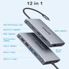 SUTOUG 12 in 1 USB C Hub, Docking Station, Triple Displays Laptop Docking Station for MacBook Pro and Windows(2 HDMI, DP, 100W PD, SD/TF Card Reader, 3 USB 3.0 Ports), MAC OS only Support Mirror Mode view 3