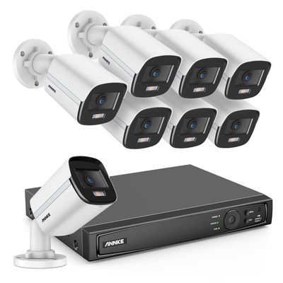 ANNKE NCK400 4MP PoE Security Camera System with Ture Color Night Vision, H.265+ 4K 8 Channel NVR Recorder & 8X 4MP Outdoor Indoor PoE IP Cameras with 120dB WDR & 3D DNR, IP67(HDD Not Included)
