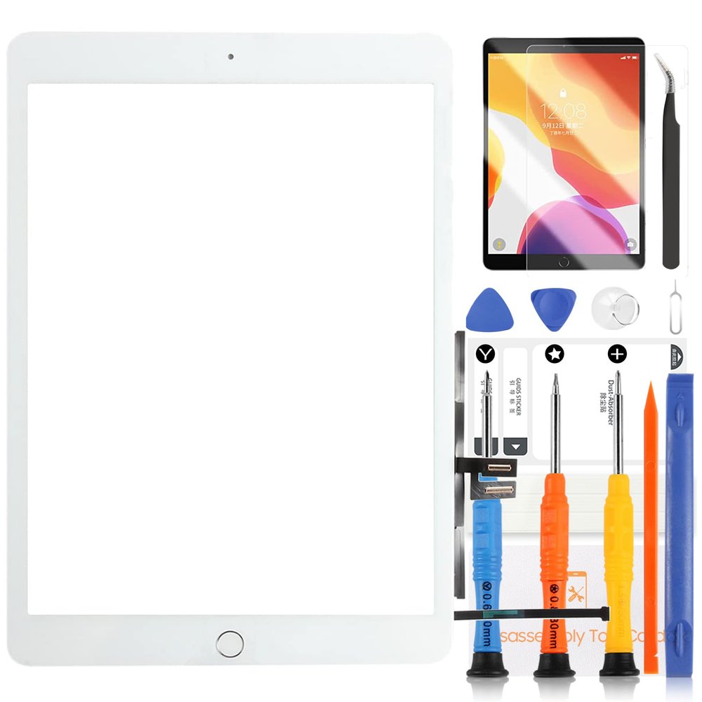 for iPad 10.2" 2021 Screen Replacement for iPad 9 9th Generation A2602 A2603 A2604 A2605 Touch Screen Digitizer Sensor Glass Panel Repair Parts Kit with Home Button +Tools +Protector Film (White)