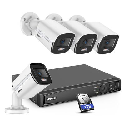 ANNKE NCK400 8CH 4MP Home Security Camera System with Full Color Night Vision, 4pcs Wired 4MP Outdoor PoE IP Cameras, 4K 8CH NVR with 1TB HDD for 24-7 Recording, IP67 Weatherproof & 120dB WDR