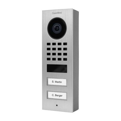 DoorBird IP Video Door Station D1102V Surface-Mount, Stainless Steel V2A, Brushed, 2 Call Buttons, incl. Surface-mounting housing