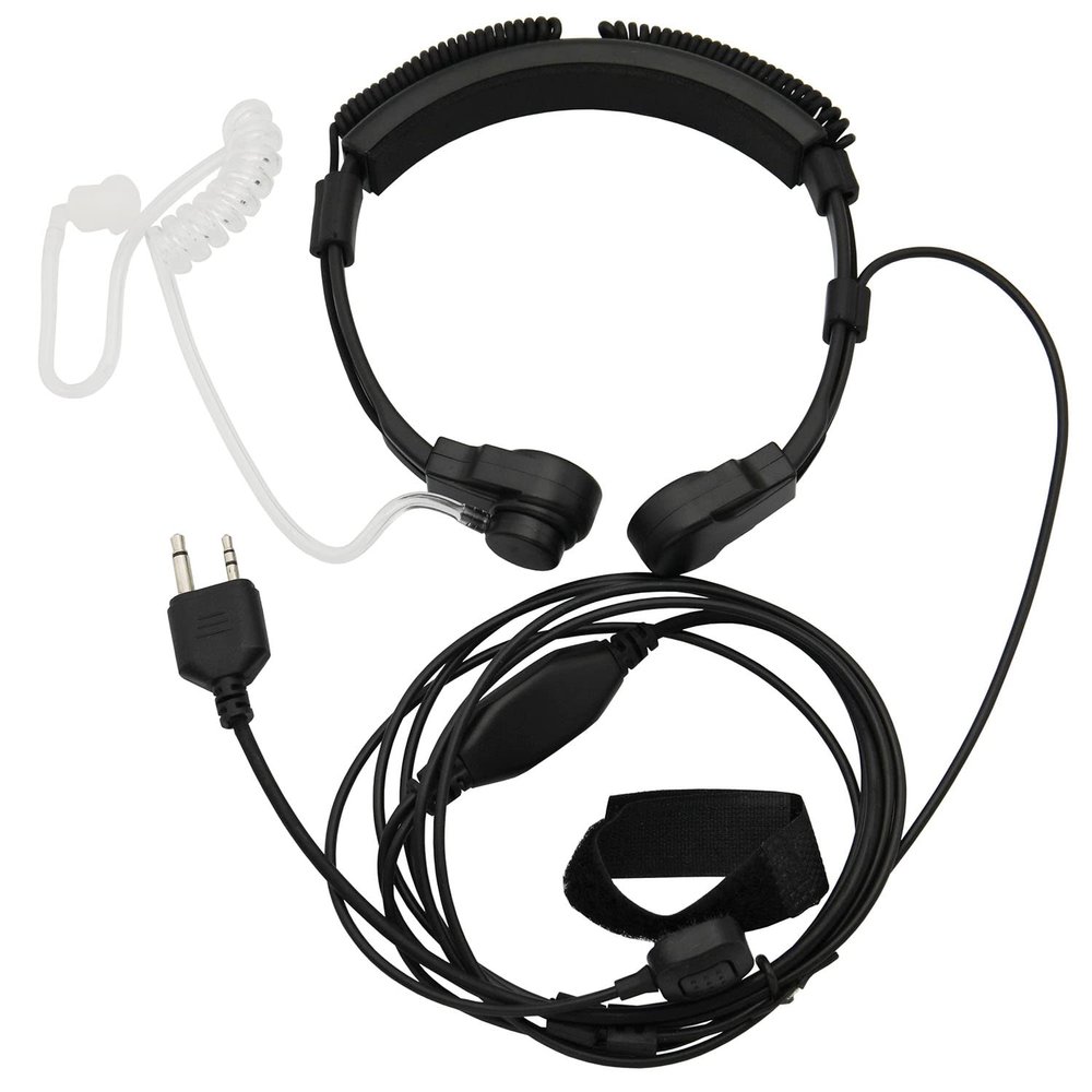 GoodQbuy Flexible Throat Mic Microphone Covert Acoustic Tube Tactical Walkie Talkies Earpiece Headset with Finger PTT is Compatible with Midland LXT118 GXT1000VP4 LXT500VP3 LXT600VP3 LXT380 2-pin