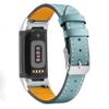 Compatible with Fitbit Charge 6/Charge 5 Bands for Women Men, Genuine Leather Adjustable Sports Strap Replacement Wristband for Charge 6/Charge 5 Tracker Small Large, women men (Blue) view 1