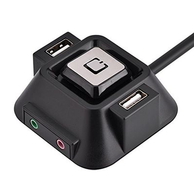 Desktop PC Switch, USB Port Power Reset with Audio and Microphone Port, 1.2m / 47.24inch, for Internet Cafes, Families, Company
