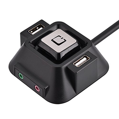 Desktop PC Switch, USB Port Power Reset with Audio and Microphone Port, 1.2m / 47.24inch, for Internet Cafes, Families, Company