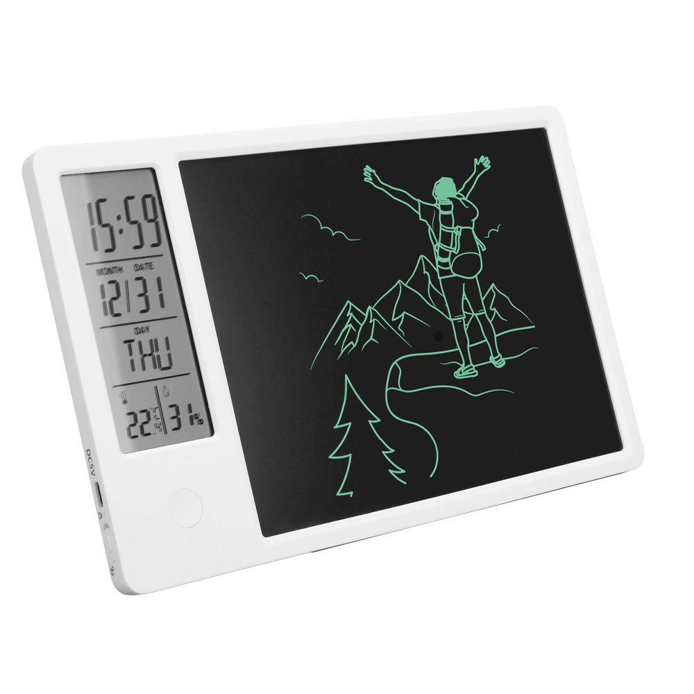 LCD Writing Tablet with, Desktop Electronic Calendar LCD Handwriting Board,Type C Rechargeable 120mAh Digital Display Notepad,with Alarm Function, for Schools, Offices, Living