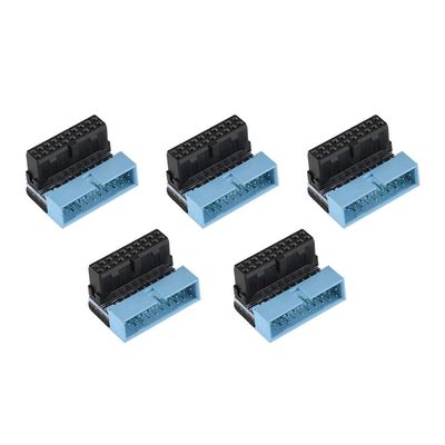 Sanpyl Motherboard 19Pin Connector, 5PCS USB 3.0 19-pin Male to Female Extension Adapter 90 Degree Angled Motherboard Internal Header, Lossless