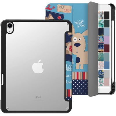 DuraSafe Cases for iPad Air 6th Air 11 2024 Air 5th 2022 Air 4th 2020 Gen [iPad Air 6/5 / 4/11 ] A2316 MM6R3LL/A MM6T3LL/A TPU Corner PC Transparent Case Pencil Holder - Puppy Friend Print