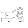 3 Kuhn Tedder Teeth 12.5" Tine x 2.75" Coil x 3.625" Hook w/ 0.375 Wire Farmer Bob's Parts 576 090 00 view 2