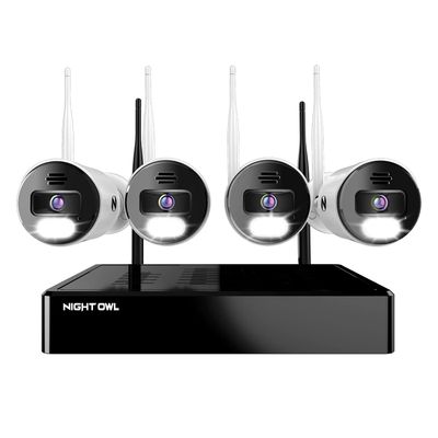 Night Owl Sp, Llc Night Owl 10 Channel Bluetooth Video Home Security Camera System with (4) Wi-Fi IP 4K HD Indoor/Outdoor Spotlight Cameras 2-Way Audio and 1TB Hard Drive, BTWN8-4L1