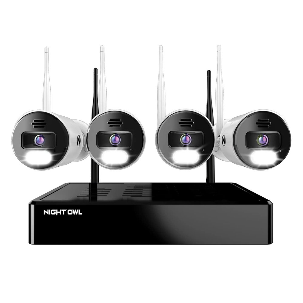Night Owl Sp, Llc Night Owl 10 Channel Bluetooth Video Home Security Camera System with (4) Wi-Fi IP 4K HD Indoor/Outdoor Spotlight Cameras 2-Way Audio and 1TB Hard Drive, BTWN8-4L1